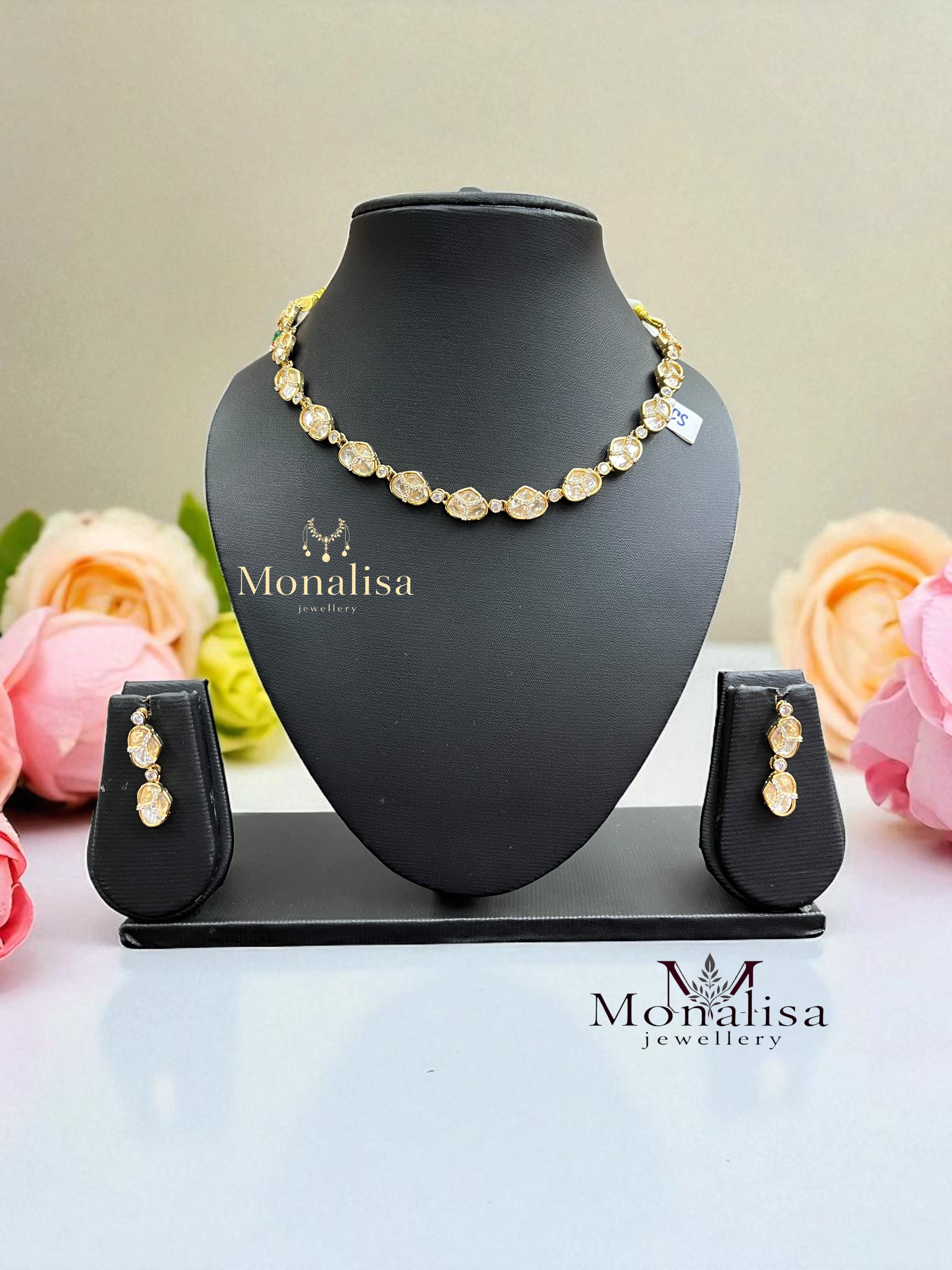 Mouna Polki Designer Necklace Set