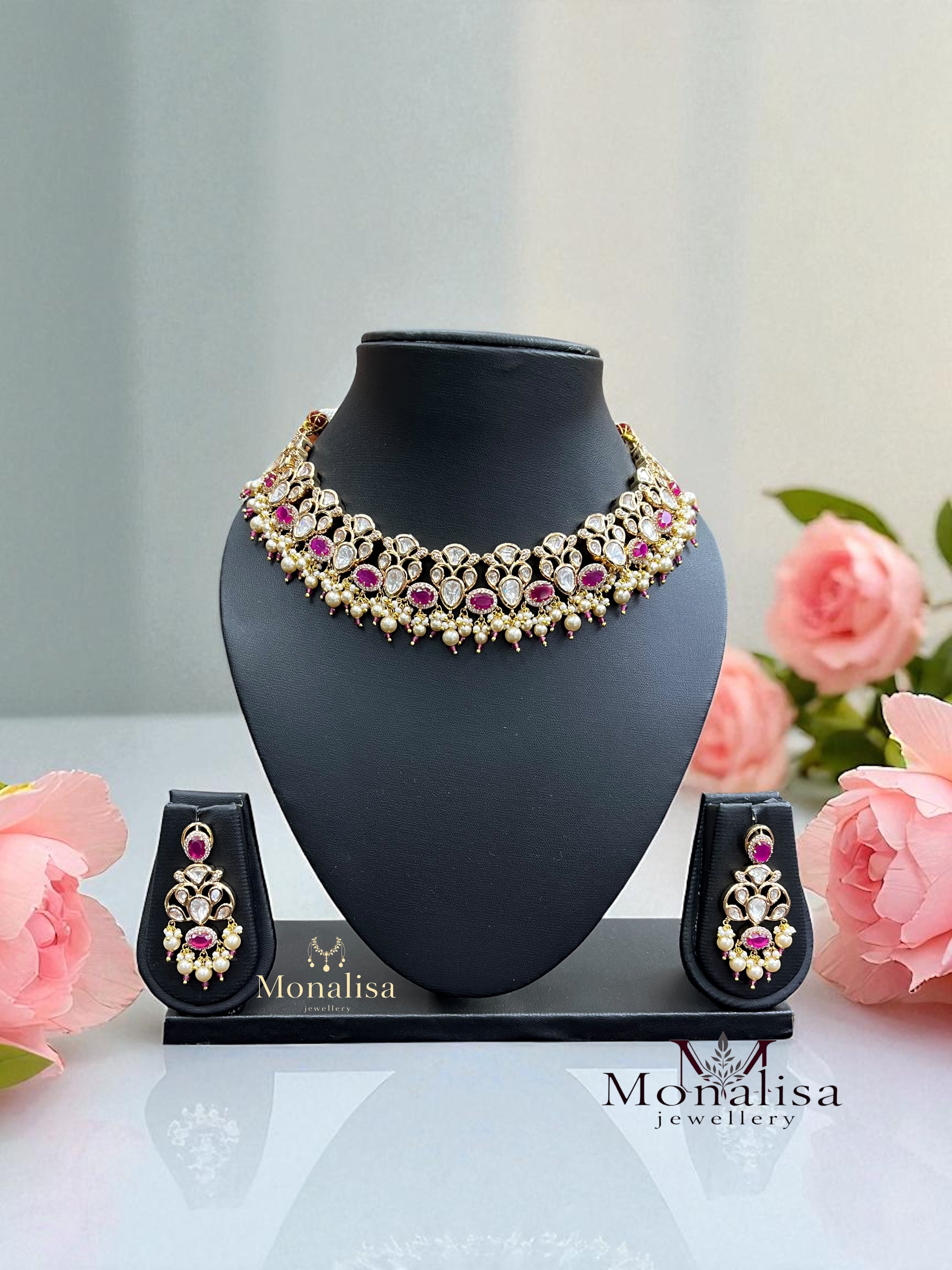 Clamy Polki Designer Necklace Set