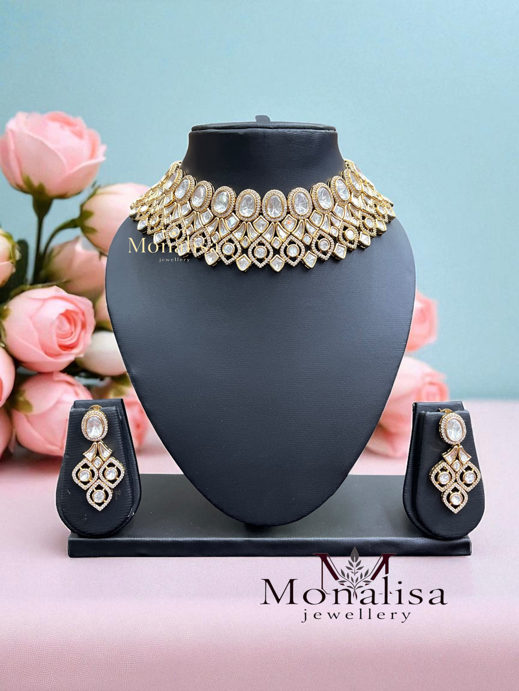 Sathya Polki Designer Necklace Set