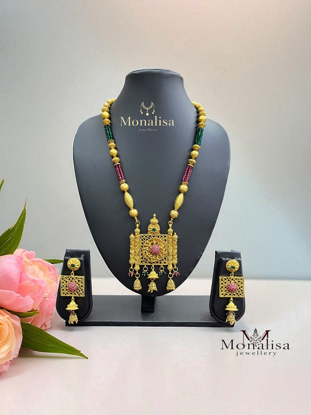 Hamsini Antique Designer Long Necklace