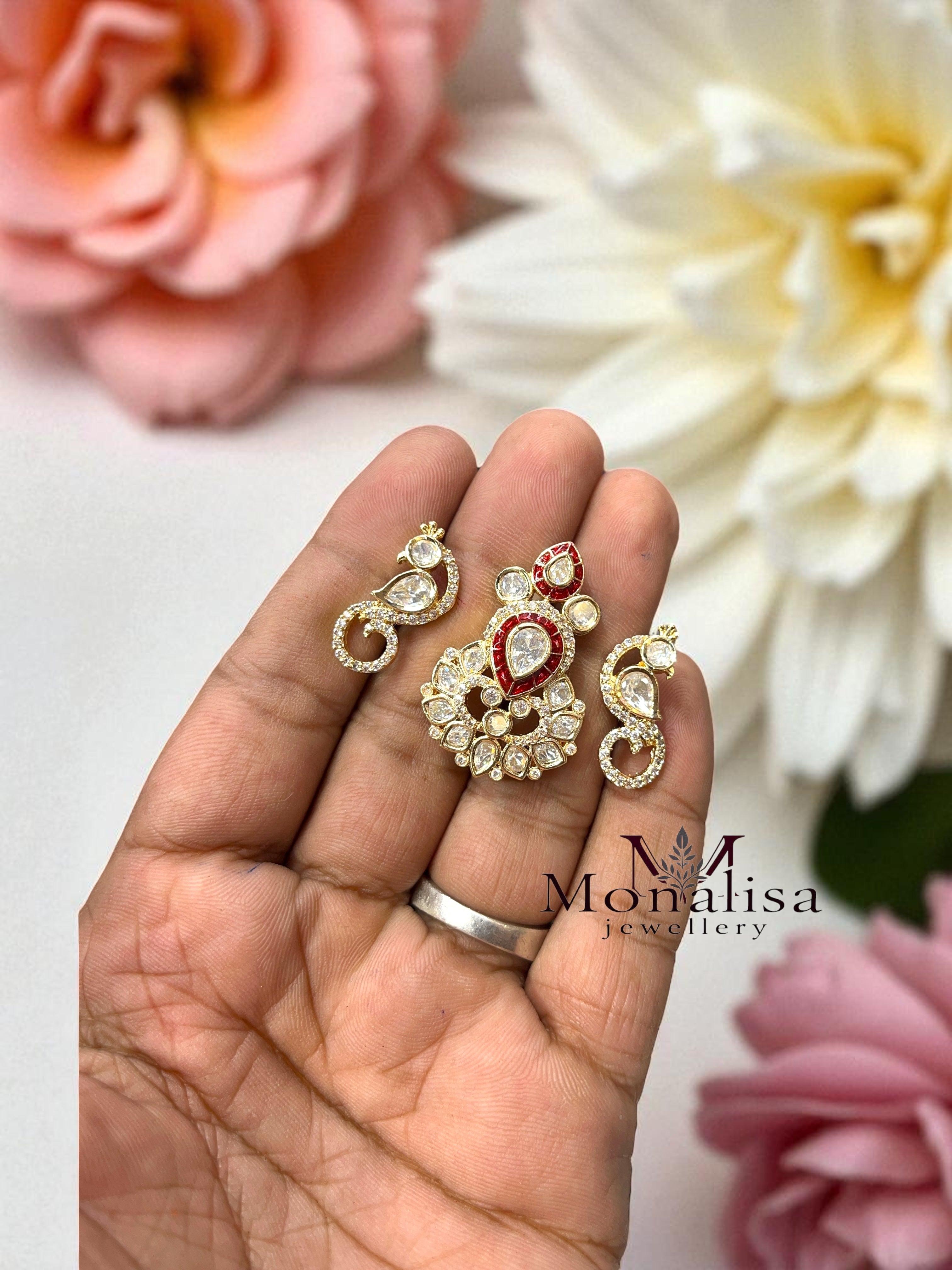 Morya pink Two Finger Designer Ring