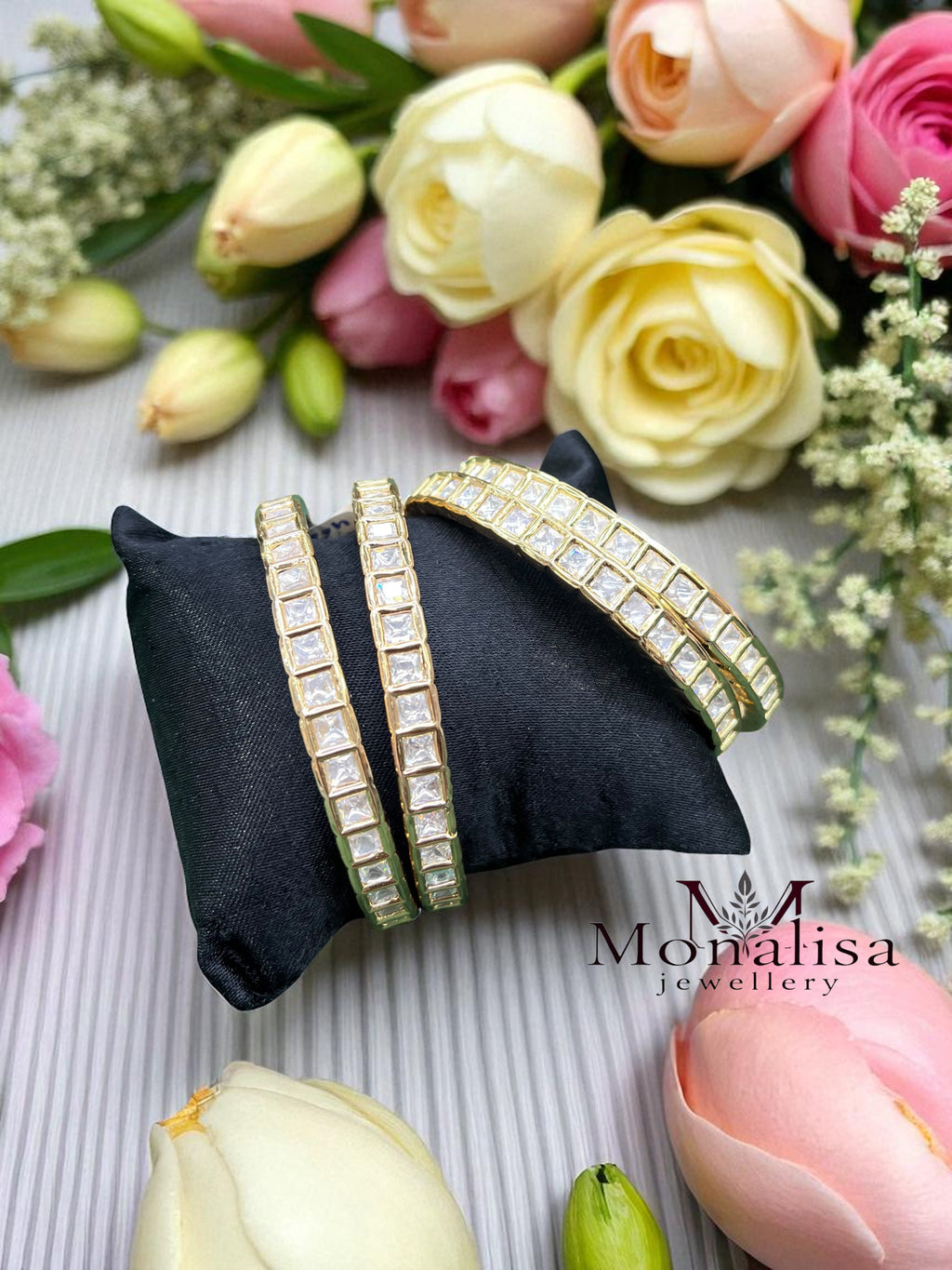 Bhumi Square Polki Designer Bangles