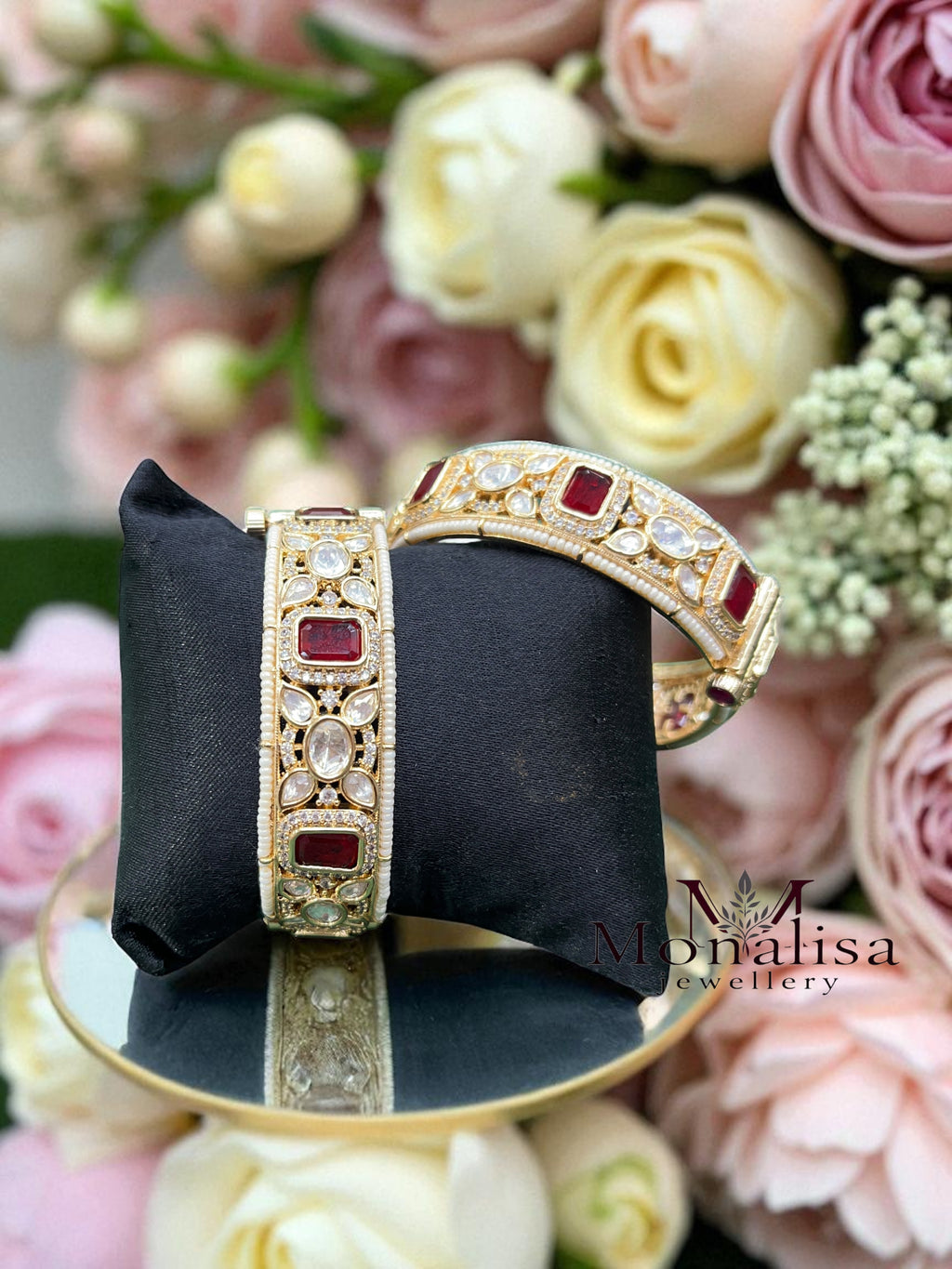 Kushali Red Polki Designer Bangles