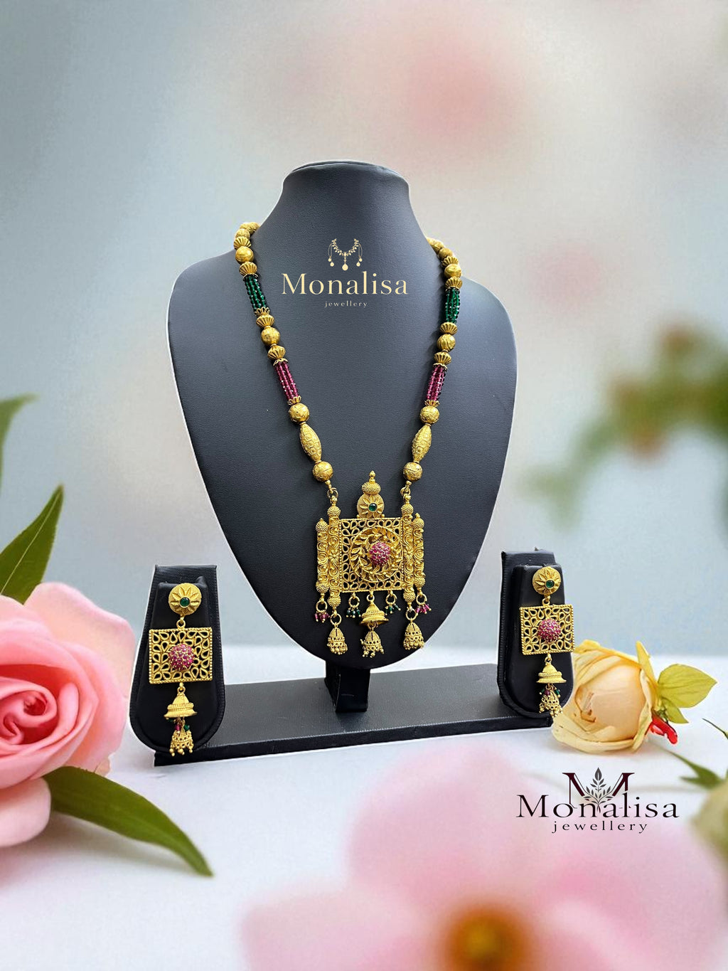 Hamsini Antique Designer Long Necklace