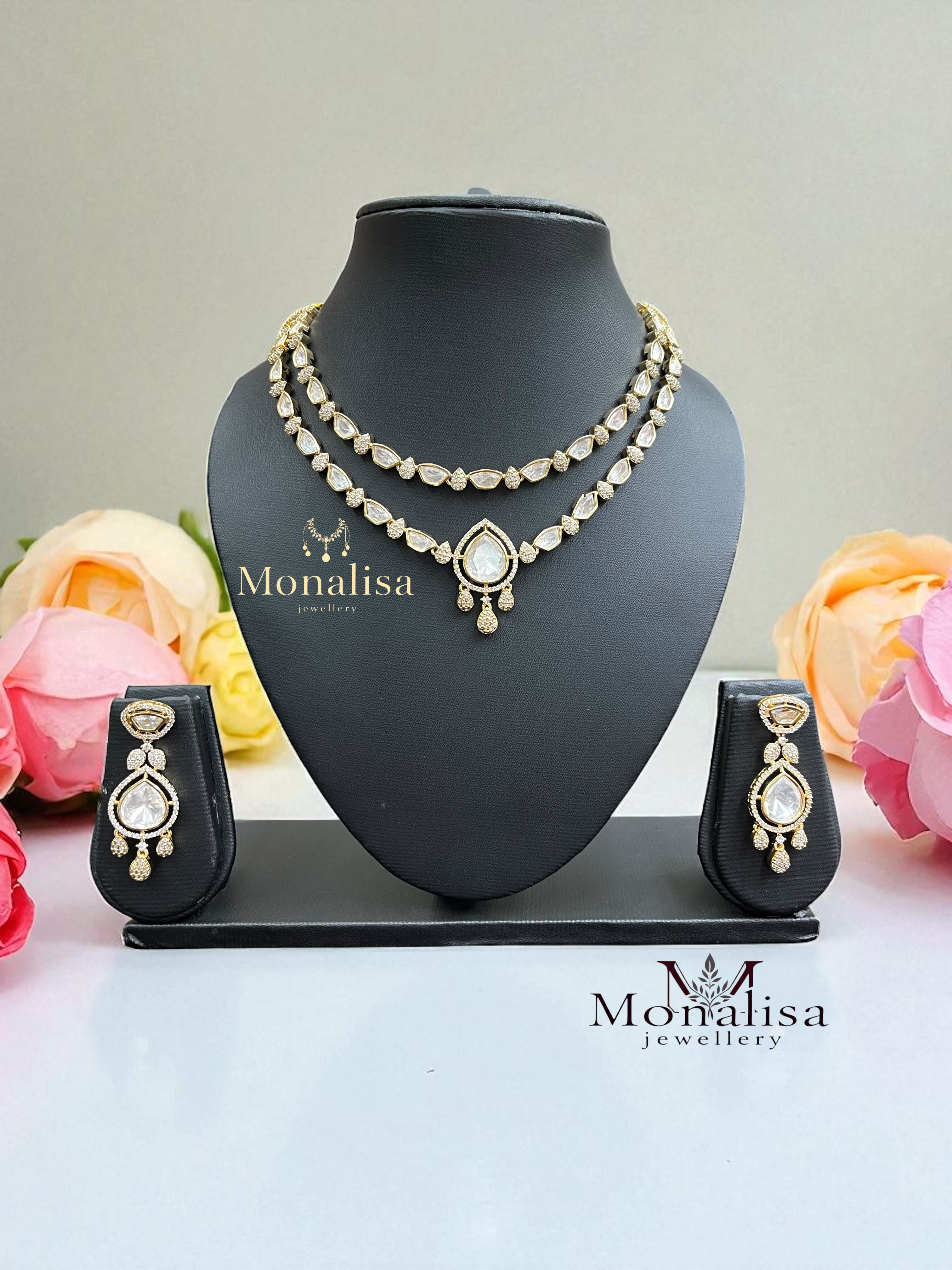 Sanvika Polki Designer Necklace Set