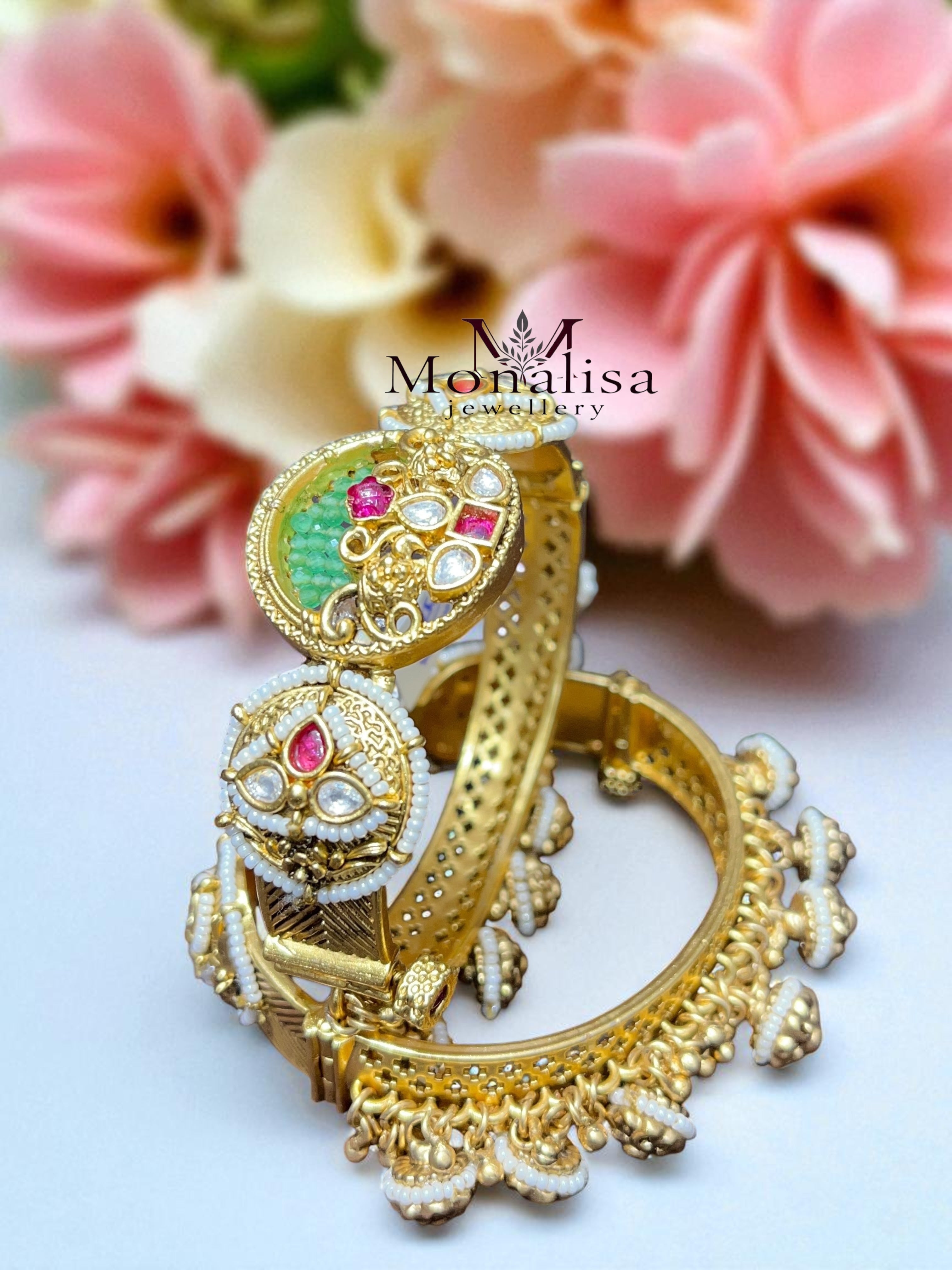 Tulsi Jhumka Antique Designer Bangles