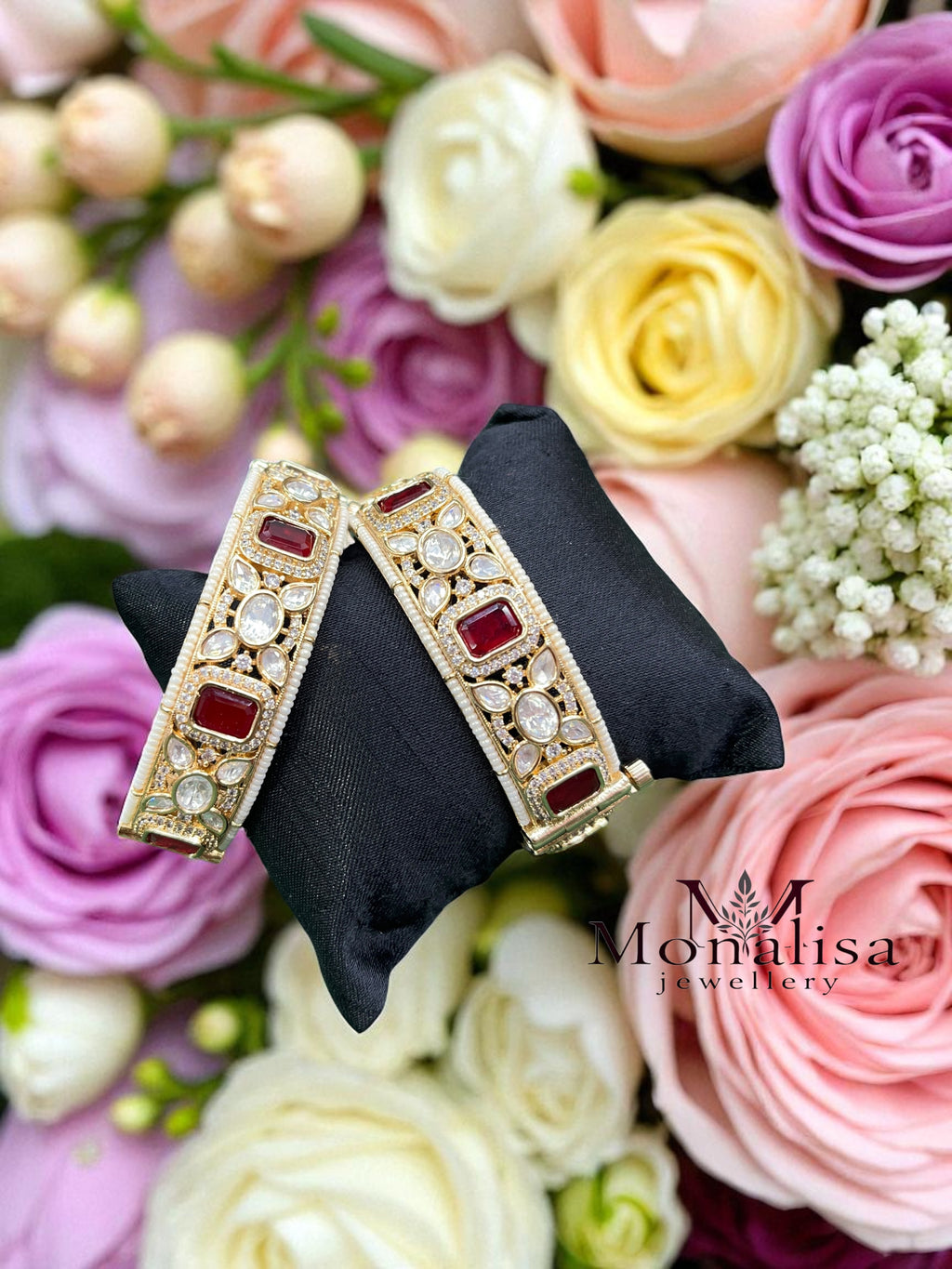 Kushali Red Polki Designer Bangles