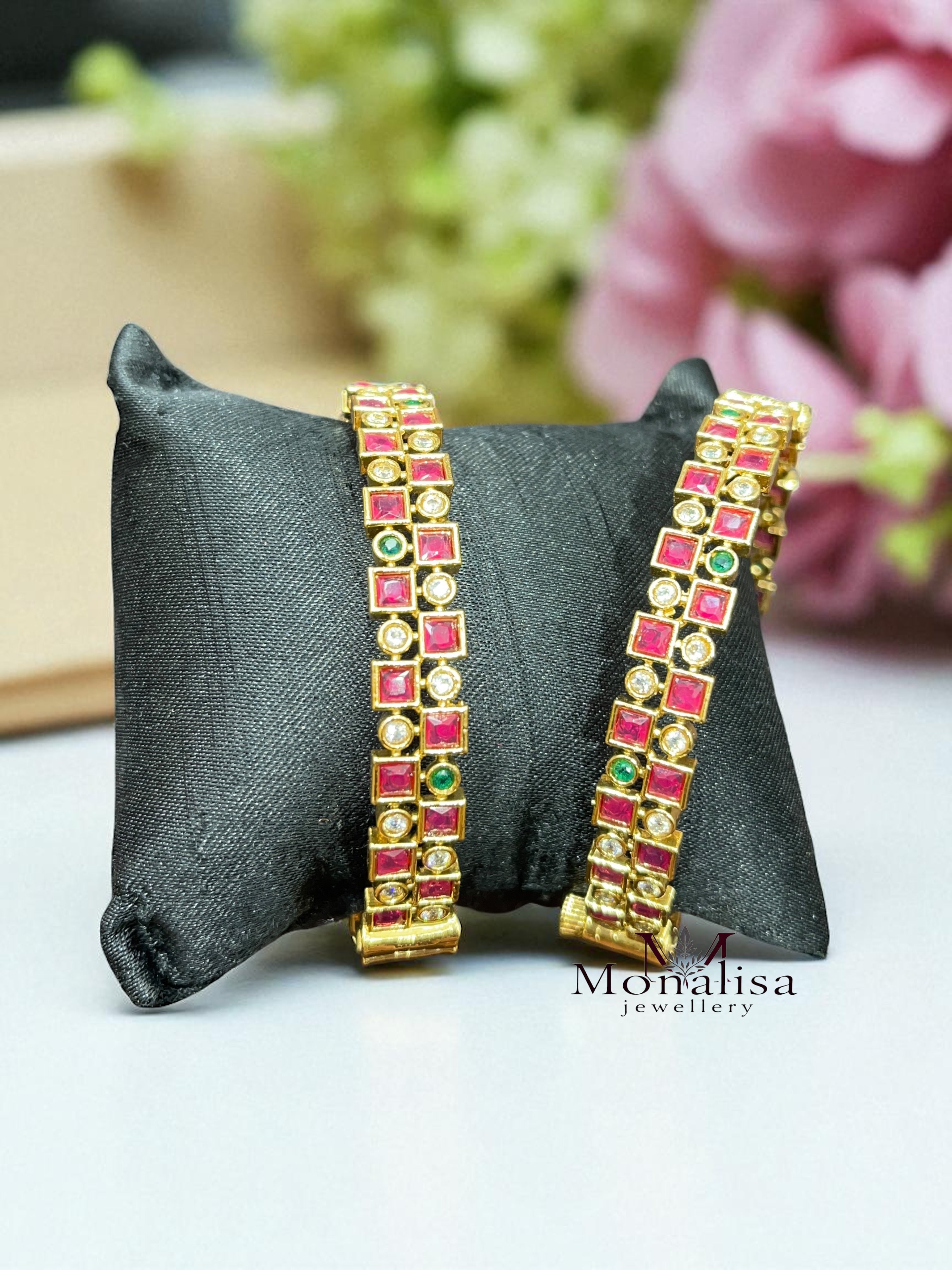 Kamya Pink Ruby Designer Bangles