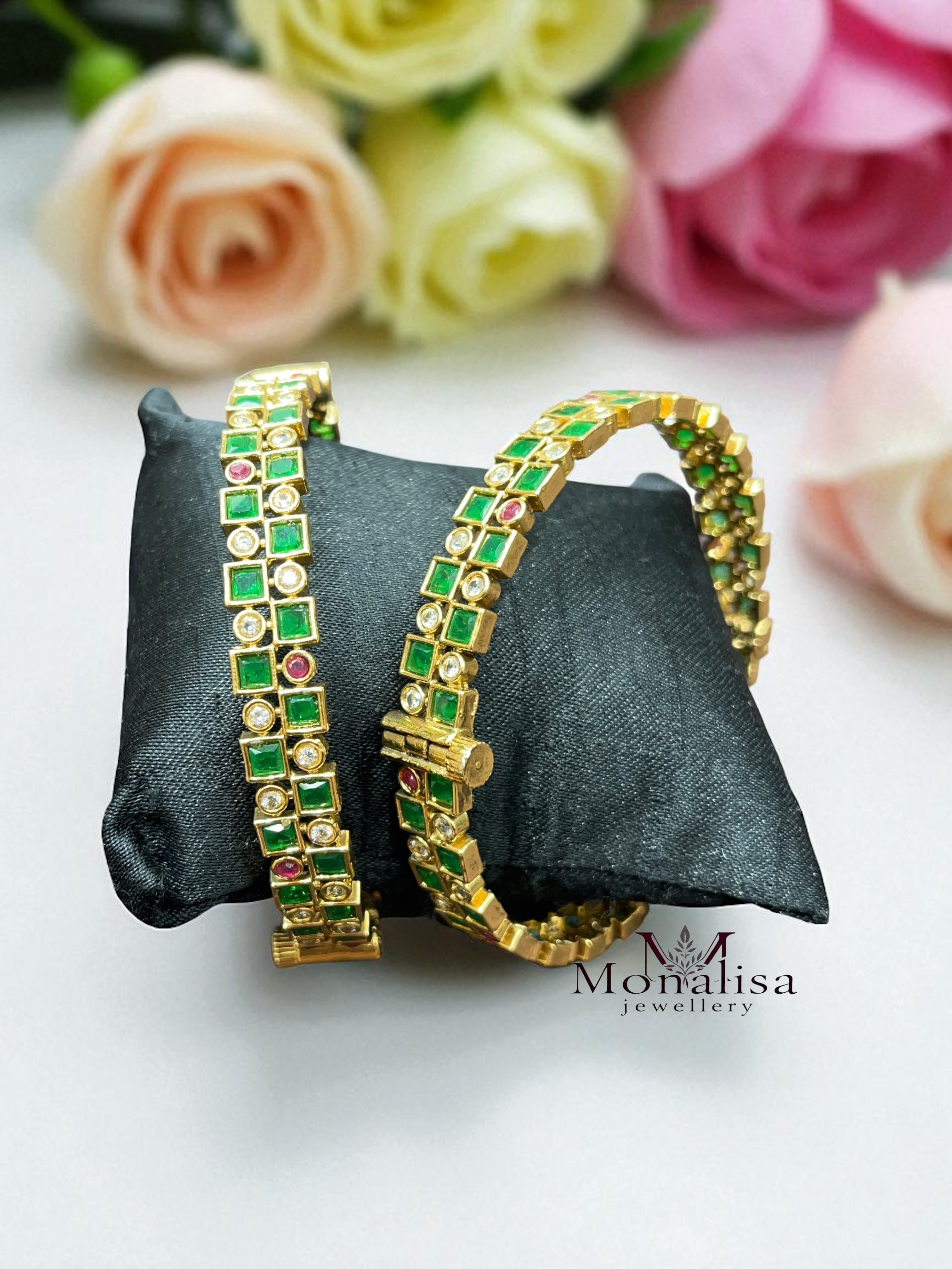 Kamya Green Ruby Designer Bangles