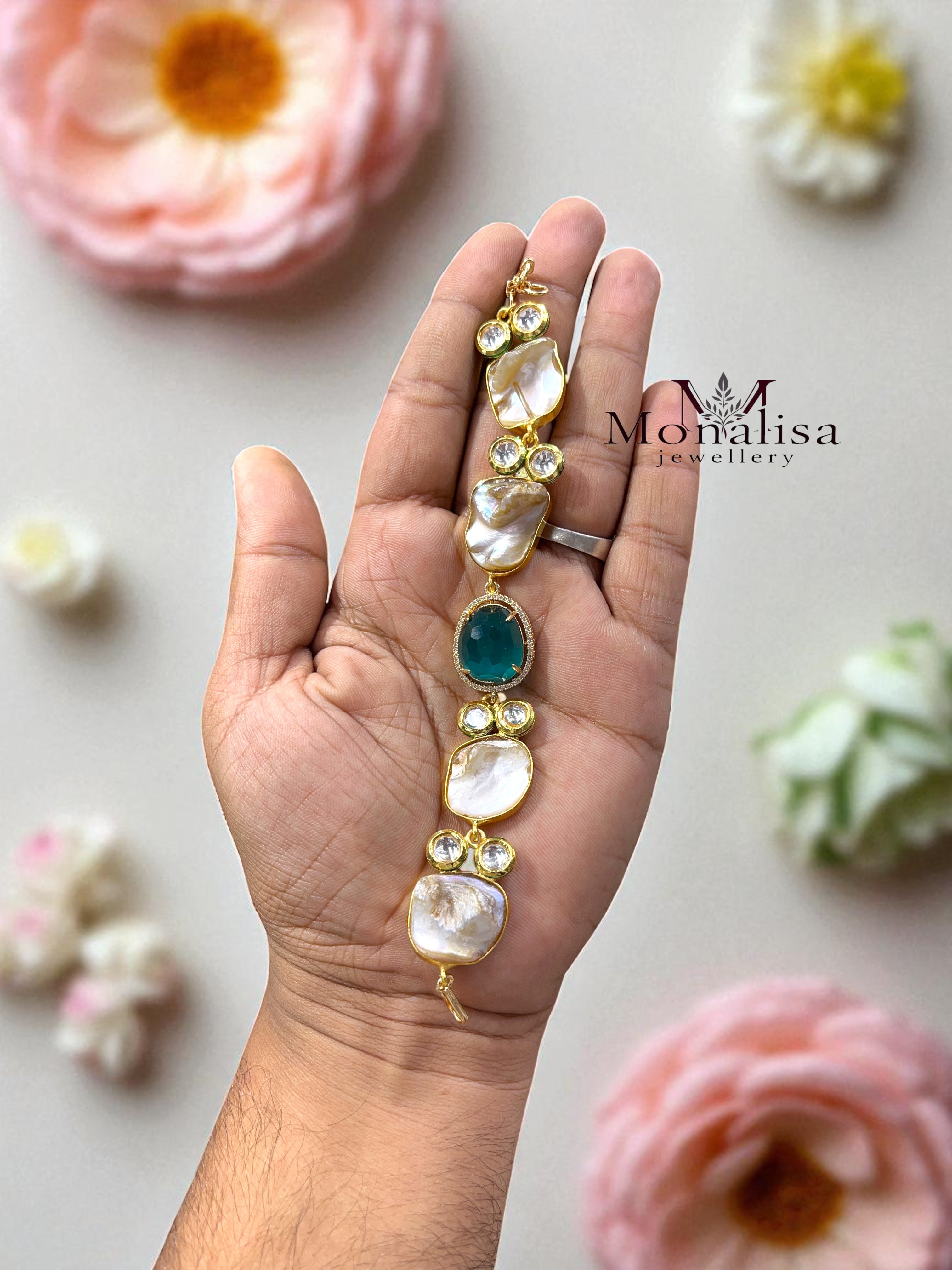 Teal blue Baroque pearl Bracelet